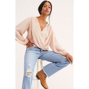 Free People Pink Nectar Check On It Wrap Top XL